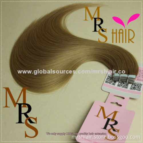 20-Inch Light Brown Brazilian Silk Straight Tape Weft Hair